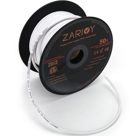 Zarivy 50 pies calibre 20 2 conductores cable rojo negro con chamarra blanca CL2 resistente al fuego, conexión OFC 20AWG Cable eléctrico tiras de cable de extensión para lámpara de cinta LED iluminación