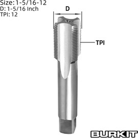 Burkit 1-5/16"-12 UN Thread Tap Right Hand, HSS 1-5/16 x 12 UN Straight Fluted Machine Tap