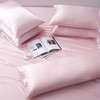 Manyshofu 7Pcs Light Pink Satin Sheets Queen Size Silky Satin