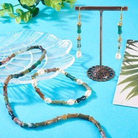 Beadthoven 1 Strand/31pcs Natural Indian Agate Gemstone Bamboo Stick Beads Mixed Color Bamboo Tube Energy Healing Crystal Chakra Stone Beads Spacers for Jewelry Making Bracelets Necklaces DIY Crafts