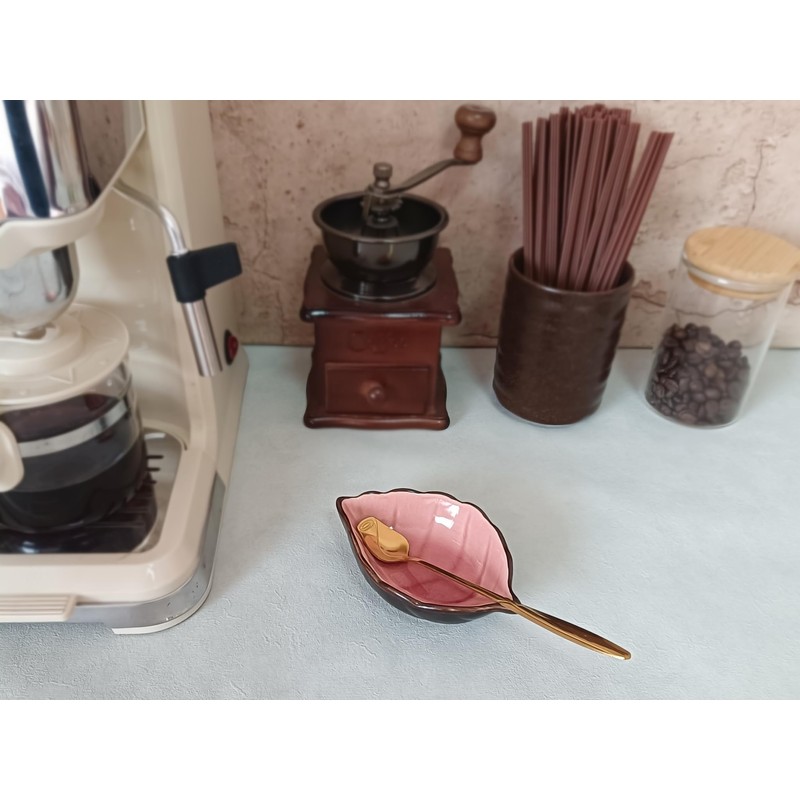 Coffee Spoon and Rest for Coffee Bar Accessories, Leaf Small