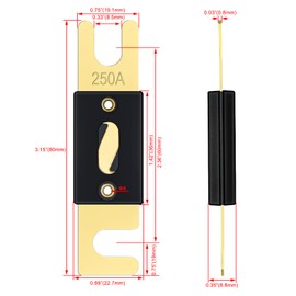 Heschen ANL Fuse ANL-250 250 Amp for Car Vehicles Audio System Sheet Gold Tone & Black 2 Pack