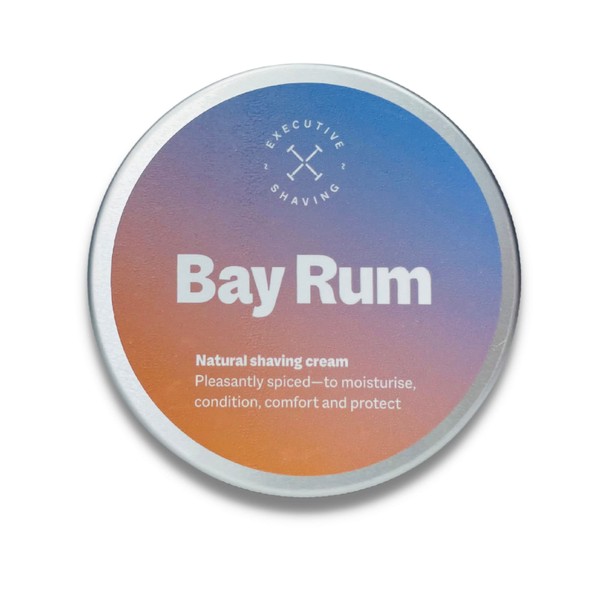 Executive Shaving Bay Rum Shaving Cream - Alcohol Free - Paraben Free - Animal Product Free - Suitable for Sensitive Skin - Recyclable Tin - 200ml - Made in The U.K.