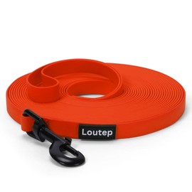 Loutep Biothane Long Line Dog Leash 5ft, 10ft, 16ft, 30ft, 50ft PVC Recall Waterproof Dog Leash Beach Swimming Tracking Training Dogs Lead for Pet, Medium and Large Dogs