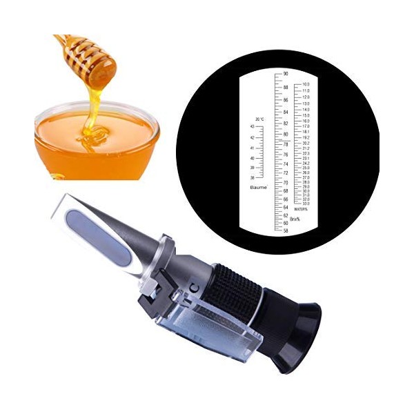 Honey Maple Syrup brix Refractometer /58-90 brix 10-33 Moisture Meter/Homebrew Sucrose Brewing Sugar aichose Hydrometer/Beekeeping Supply ATC