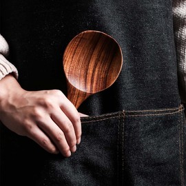 Japanese-Style Wooden Rice Paddle - Food-Safe Teak Scooper for Sushi, Stir-Fries and Potato Salads | Anti-Stick Kitchen Utensil Set (6 Inch)