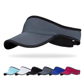 Trodalo Sports Sun Visor for Men Women, Lightweight Soft Quick-Dry Visor Hat, Packable Tennis Golf Running Visor Grey