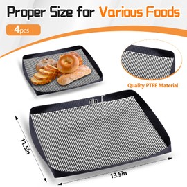 4 Pcs 11.5 x 13.5 Inch PTFE Solid Oven Basket Non Stick Cooking Basket Cooking Trays for Quick Oven Accessories Baking Chips Chicken Wings Bread Heating
