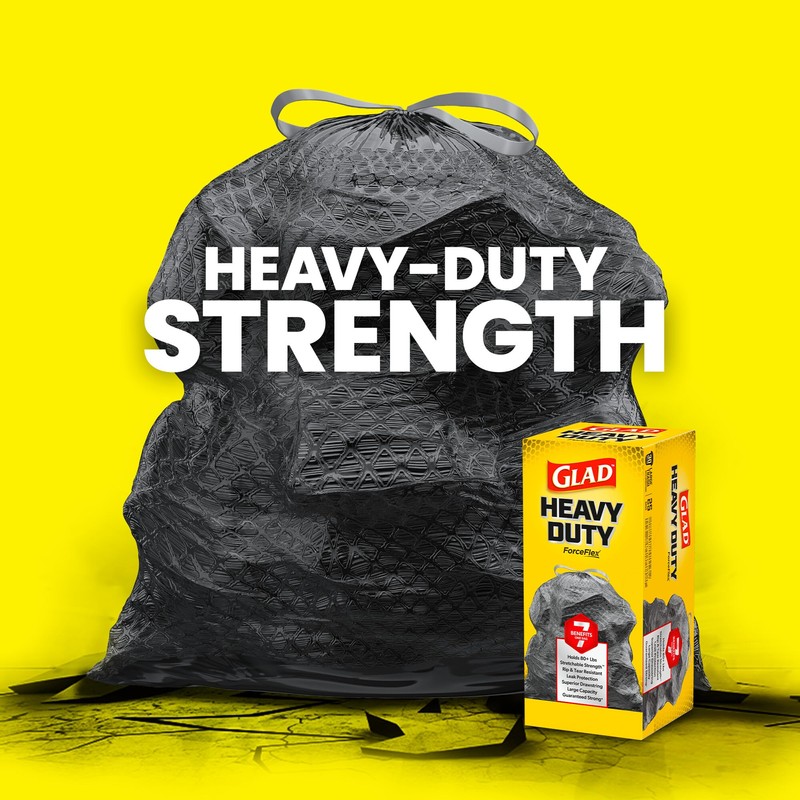 Glad Large 30 Gallon Trash Bags, Unscented Heavy Duty Garbage