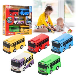 YALiya Pack of 5 Mini Bus Car, Pull Back Toy Cars, Small Cars Toy from 3 Years, Bus Model, Children's Wind-Up Car, for Girls Boys Toy Birthday Party Gift Educational Game