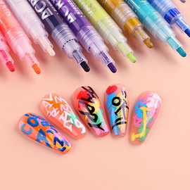 FSpronail Nail Art Pens 12 Colors Nail Polish Pens for Nail Art 3D Nail Art Paint Acrylic Pen Graffiti Drawing Painting Point Liner Pen Set for DIY Manicure Salon Supplies Tools
