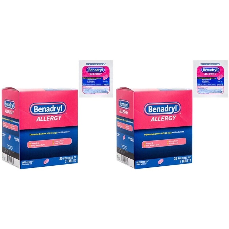 BENADRYL 4 PACK Benadryl Allergy Relief Diphenhdramine HCI 25mg Antihisamine