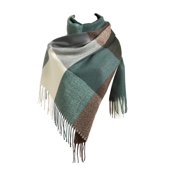 EONPOW Women's Winter Tartan Wraps Long Spinning Tassel Shawl Stole