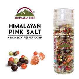 Himalayan Chef Blend Of Organic Rosemary With Himalayan Pink Salt In A Round Glass Jar