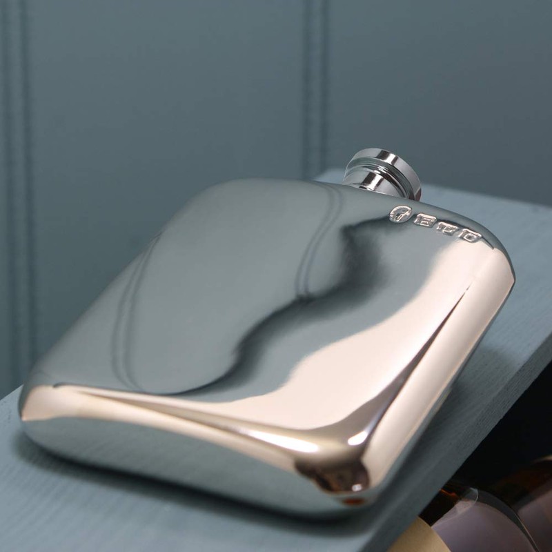 English Pewter Company 6oz Traditional Plain Pewter Liquor Hip Flask