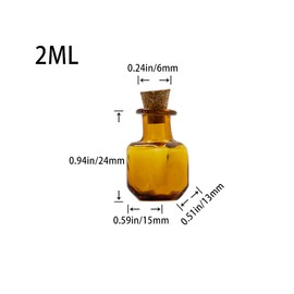 Jarvials 2ml Mini Rectangle Glass Color Bottles With Cork Colored Glass Bottles with Cork Stoppers Mix 7 Colors