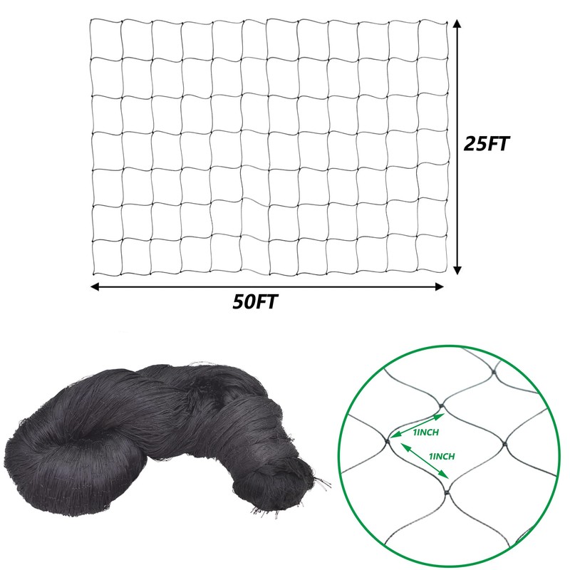 elfinrm 25ft x 50ft Bird Netting, Garden Netting 1 Inch