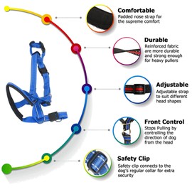 Fdit Dog Head Collar Dog Head Halter with Safety Strap, Pet Headcollar Stops Pets from Pulling for Outdoor Walk (XL)