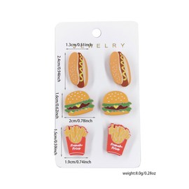 3PCS Hot Dog Fried Chips Hamburger Stud Earring Set Acrylic Hamburger Hot Dog French Fries Earring Funny Imitation Food Stud Earrings Set