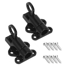 Bhina Pack of 2 automatic locking door latch, spring lock, automatic door latch, bounce door bolt, with screws, suitable for windows, wooden doors, cabinet doors, black
