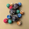 Neena Handmade Embroidered Bauble | 8cm Brown with Gold, Red,