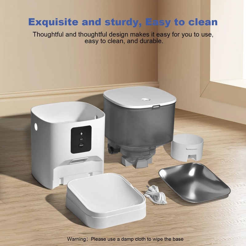 2.4G WiFi Automatic Cat Feeder, 4L Food Dispenser with 10s