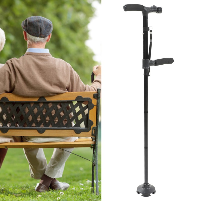 Folding Walking Cane with LED Light Anti Slip Bottom 360