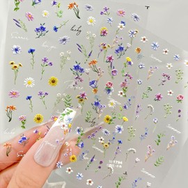 Flower Nail Stickers Decals for Nail Art Design Floral Leaf Plant 5D Embossed Accessories for Women Art Supplies Manicure Decoration (2)