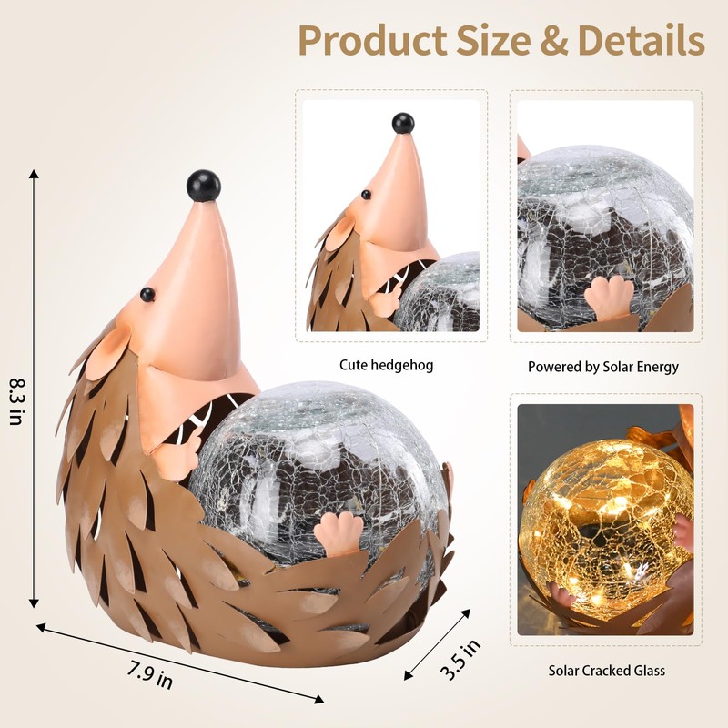 MUMTOP Solar Lantern - Solar Lights Outdoor Waterproof, Hedgehog Solar