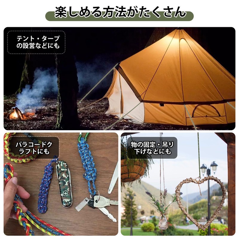 DANOFY Paracord Guy Rope, 0.2 inch (4 mm), Reflective Tent