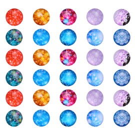 Snowflake Glass Cabochons Flatback Semicircular Dome Christmas Theme Mosaic Printed Picture Tile 10 mm Pack of 100