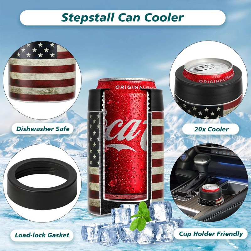 Stepstall 4-in-1 Can Cooler & Bottle Holder with Opener, Double
