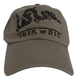 Benjamin Franklin Beige Khaki Tea Party Join or Die Washed Style Cap Hat (RUF)