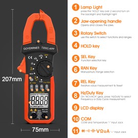GOYERRNES Digital Clamp Meter with T-RMS, 4000 Counts Auto-Ranging Multimeter for Precise AC/DC Voltage, Current, Resistanc, Capacitance, Frequency, Diode Testing, Continuity Checks, NCV Detection