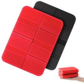 WUFANC Set of 2 Seat Cushion Outdoor Foldable Outdoor Seat Cushion Weatherproof, Thermal Seat Cushion Foldable Seat Cushion for On the Go, Playground, Garden, Stadium, Camping (Black + Red)