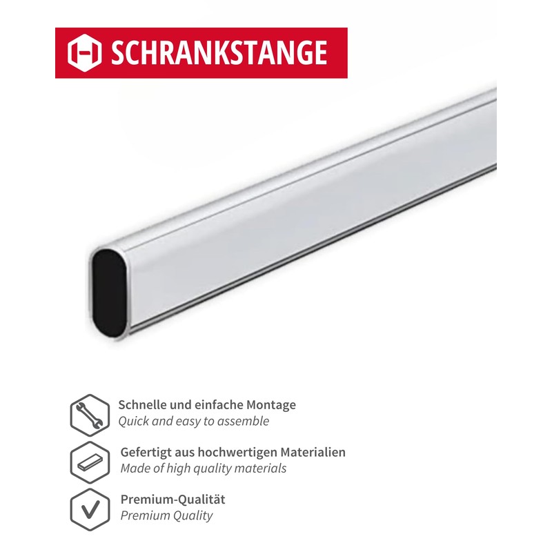 Gedotec Wardrobe Rail Oval Clothes Rail | Wardrobe Rail Length