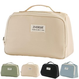 Pen Case, Large Capacity, Multi-functional, Pencil Case, Tool Pencil Case, Pen Holder, Stationery Storage Pouch, Stylish, Simple, Divider, Standing, Vertical, Portable, Small Storage, Elementary