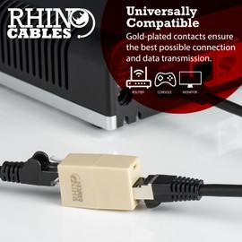 rhinocables Cat5e RJ45 Coupler, Female to Female Ethernet Coupler and Joiner for Internet Cable Leads, Cat5 Ethernet Connector to Join Cables (5)