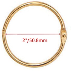XMHF 2 Inch (20 Pack) Loose Leaf Binder Rings, Nickel Plated Steel Binder Rings,Keychain Key Rings, Metal Book Rings,Golden, for School, Home, Office