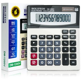 Calculator, 12-Digit Large LCD Display Calculators Desktop, Big Button Desk Calculator, Dual Powered Calculators for Office/School, Desktop Calculator with Standard Function, Basic Calculator