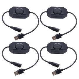 Qimoo 4 Pack LED Strip Dimmer Switch Contorller, DC 12-24V PWM Rotary Inline Dimmer Switch Manual Knob Dimmer Switch with DC Jack Cord for LED Strips LED Desk Lights, Black