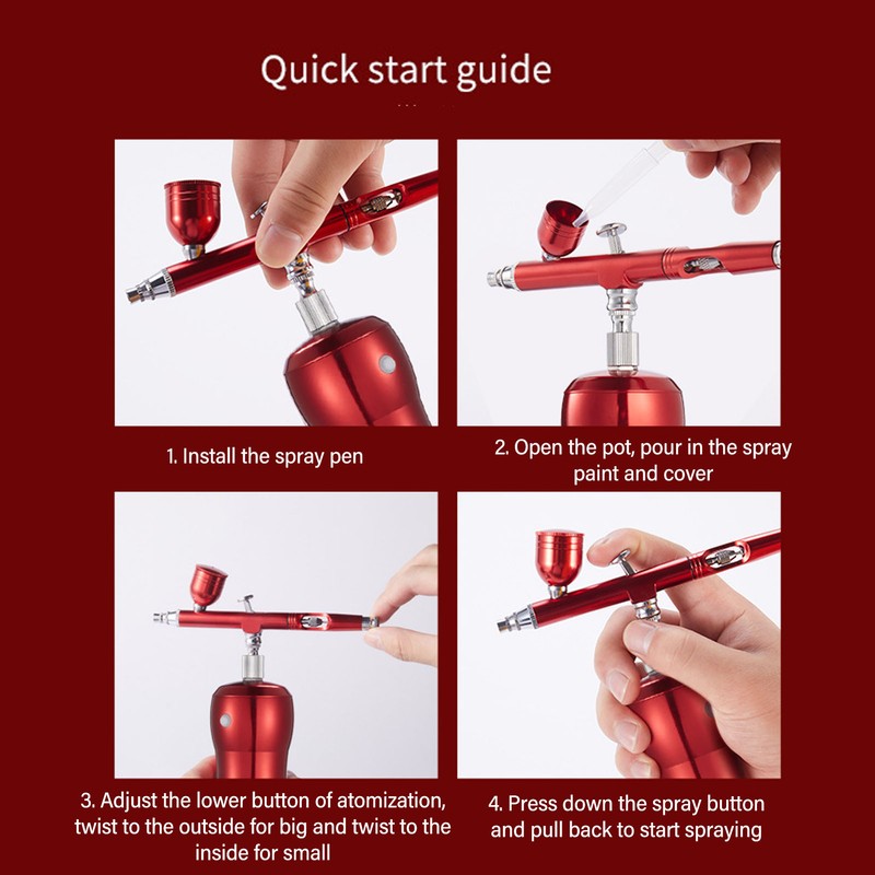 Auto Cordless Airbrush Kit Rechargeable Handheld 17.4psi Compressor for Nails