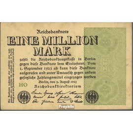 Prophila Collection Banknote German Reich Rosenbg: 101c, watermark grid with 8 used (III) 1923 1 million mark (banknotes for collectors - no means of payment)