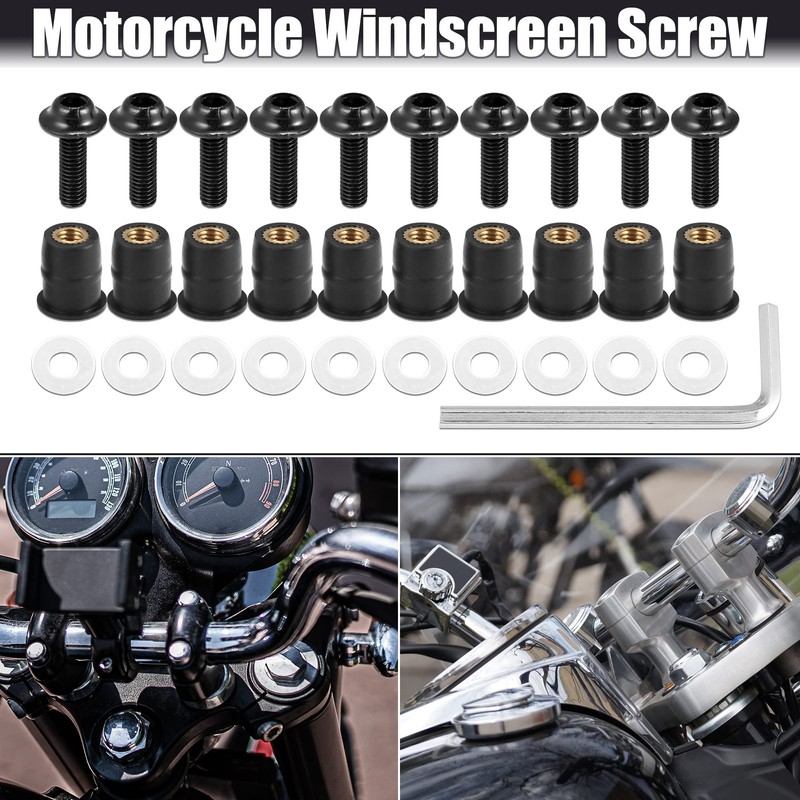 Motoforti 10pcs M5 5mm Motorcycle Windscreen Screws Fairing Windscreen Screws