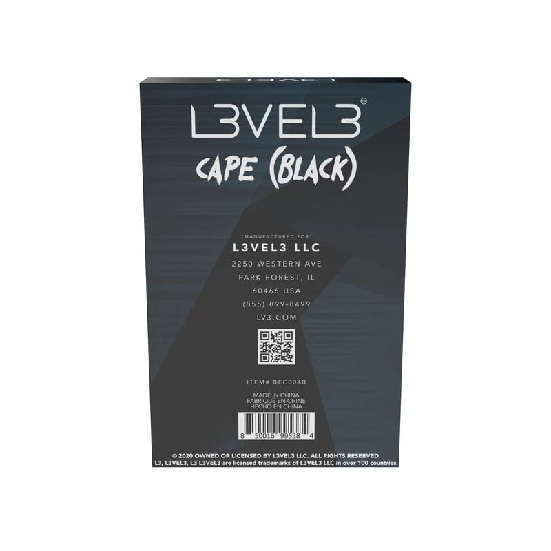 L3 Level 3 Black Cape - Universal Size - Comfortable