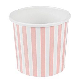 Restaurantware Bio Tek 12 Ounce Soup Containers, 25 Durable Soup Bowls - Disposable, Sustainable, Pink And White Paper Soup Cups, Striped, Round, For Hot Or Cold Foods