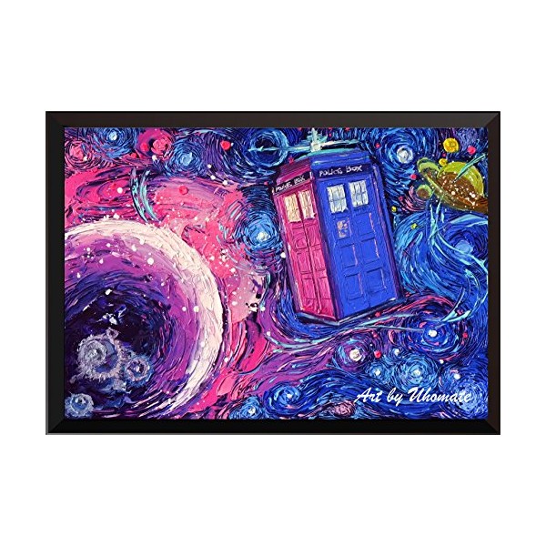Uhomate Tardis Dr Who Doctor Telephone Booth Wall Decor Vincent Van Gogh Starry Night Posters Home Canvas Wall Art Print Nursery Decor Living Room Wall Decor A099 (8X10)