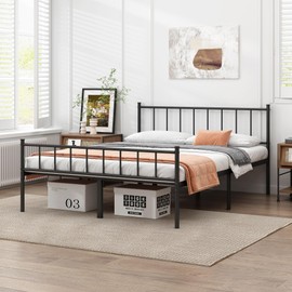 DIIYIV Queen Bed Frame-Classic Metal Platform Bed Frame,Mattress Foundation with Steel Slat Support,Under Foundation Storage,No Box Spring Needed, Easy Assembly, Queen Size