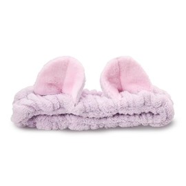 Furry Cat Ears Headband for Makeup Head Band for Skincare Accessories for Women Cute Animal Spa Hairband for Girls Light Purple Make Up Head Bands for Women's Hair Band for Make Up Stuff Unique