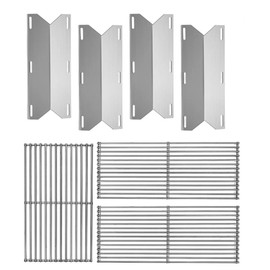Htanch 4 Pack Heat Plate And 3 Pack Cooking Grid Grates Replacement for Brinkmann for JennAir 720-0337, 7200337，720 0337 and Nexgrill 720-0336, 720-0337, 730-0339,720-0511, 720-0586A Grill Parts
